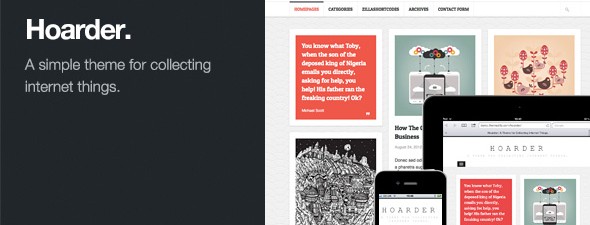 WordPress瀑布流主题Hoarder简洁类博客模板